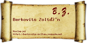 Berkovits Zoltán névjegykártya